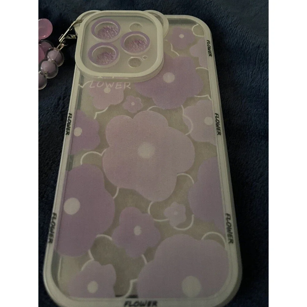 Case - for Women Girls Cute Flowery Camera Open for iPhone 14 Pro Max 2-Purple
